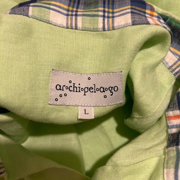 Mens Light Green Linen Dress Shirt by Archipelago - Picture 4 of 4